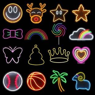 饰板背景tiktok 氛围装 爆款 LED霓虹neon灯发光图案个性