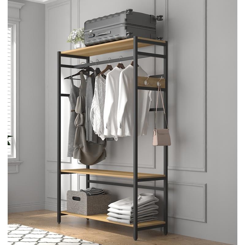 简易落地挂衣架卧室家用公寓出租房环保开放式衣柜帘置物架衣帽间