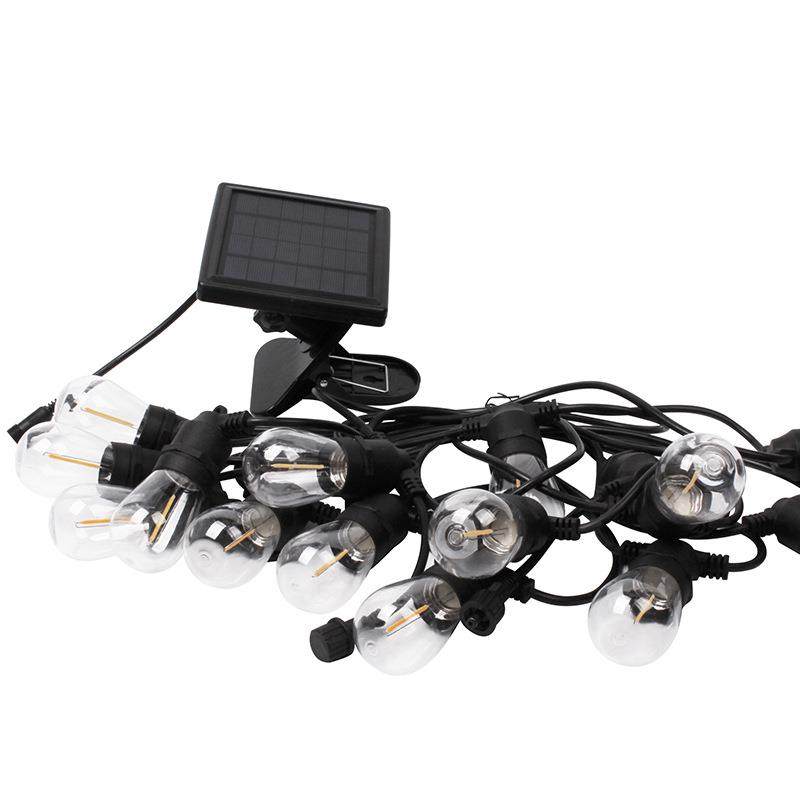 新款复古S14LED灯条光源太阳能板暖白庭院花园户外防水灯串