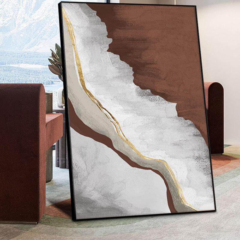 后现代意式极简轻奢客厅沙发玄关过道进门巨大副落地挂画装饰壁画