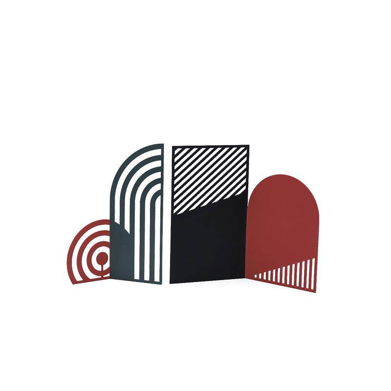 现代简约新中式极简金属几何屏风摆件样板房售楼处书房软装饰品