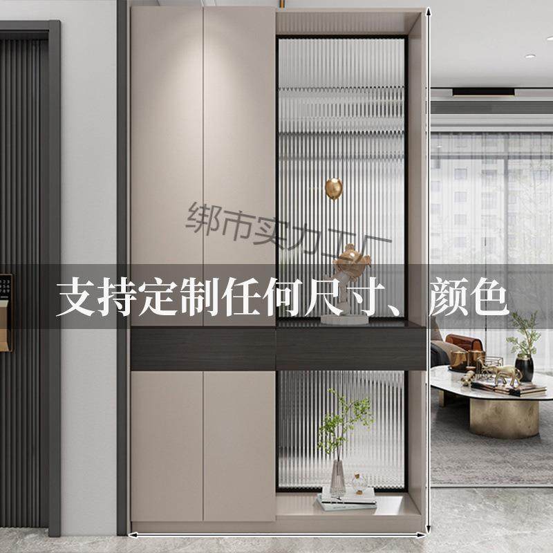 2025新款入户门玄关柜简约客厅隔断柜轻奢实木玻璃屏风柜进门