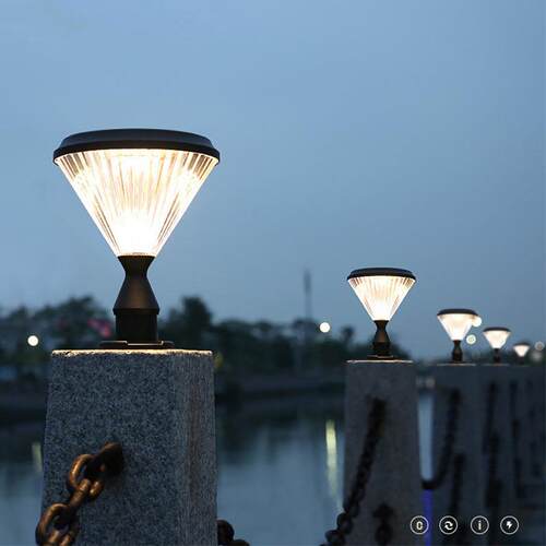 太阳能围墙灯户外庭院LED现代中式圆形柱子门柱别墅景观柱头灯
