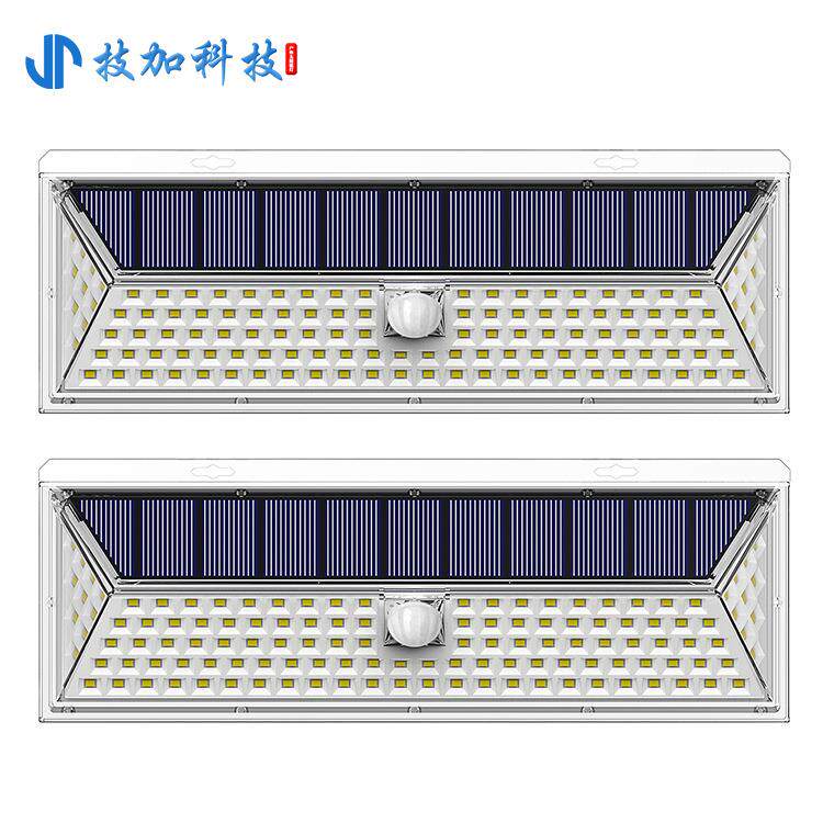 跨境高流明126LED太阳能壁灯三面发光太阳能庭院灯户外灯智能