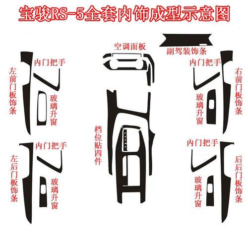 适用于宝骏RS5内饰改装贴纸中控装饰rs-5档位门板碳纤维汽车贴膜