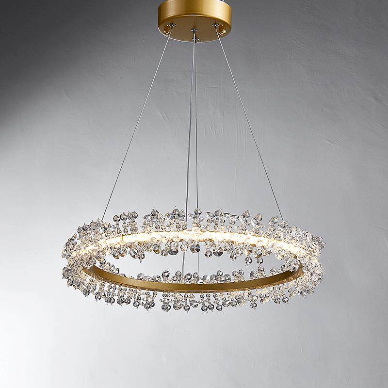 新澳森直销北欧轻奢圆环形家居客餐厅吊灯萤火虫水晶装饰别墅灯