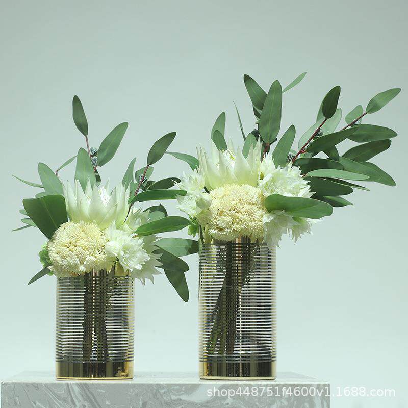 现代轻奢高端白色花艺摆件北欧客厅餐桌花摆花软装饰仿真花束插花