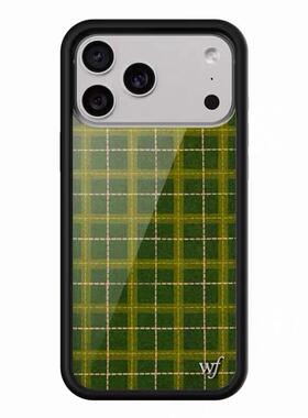 Wild联名Olivia Neill森系绿格纹苹果18promax手机壳适用于iPhone17Pro欧美16/15/14/13复古风格防摔wf保护壳