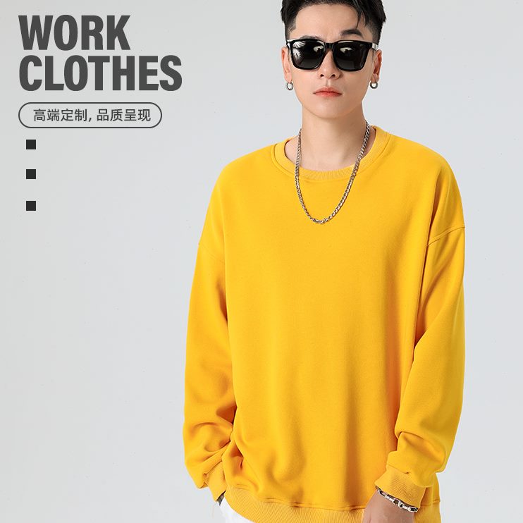 衫卫衣定制450圆领绣]?肩班服克工装印 [标志团队宣字落订做?加绒