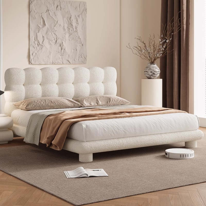 泡泡床设计师布艺床公主女孩房网红软包法式女生次卧儿童床