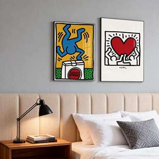 潮流凯斯哈林客厅装饰画卡通儿童房壁画现代简约卧室床头挂画