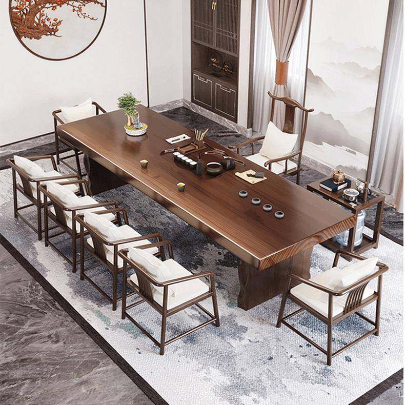 新中式实木茶桌办公室带茶盘原木泡茶桌休闲家用会客茶桌椅组合