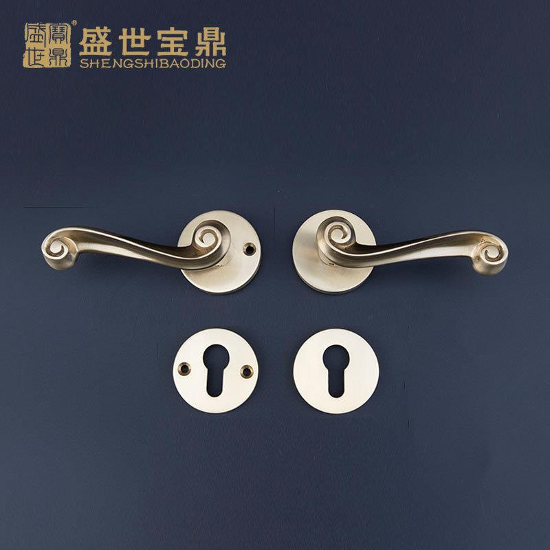 铜本色室内全铜门锁压把锁房门锁把手FT01-G17铜拉丝分体