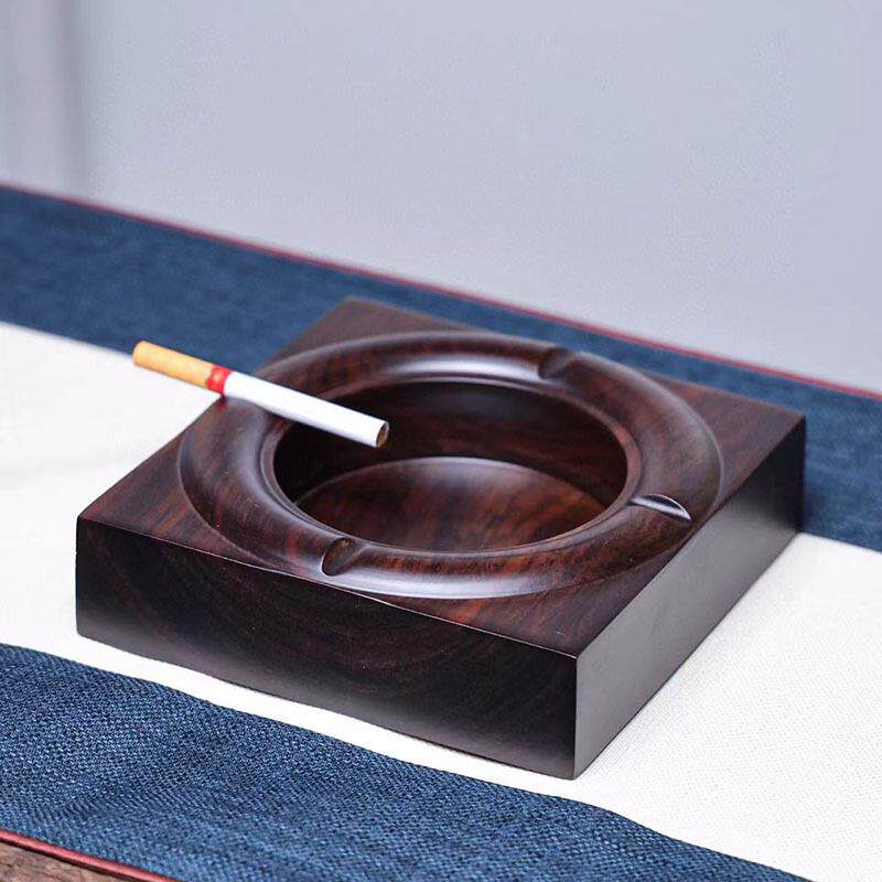 黑檀木烟灰缸实木烟缸创意个性潮流复古怀旧实木质家用客厅防灰缸