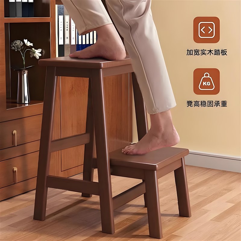 家用梯凳多功能可抽拉稳步登高楼梯凳子加厚两用实木小梯子置物架