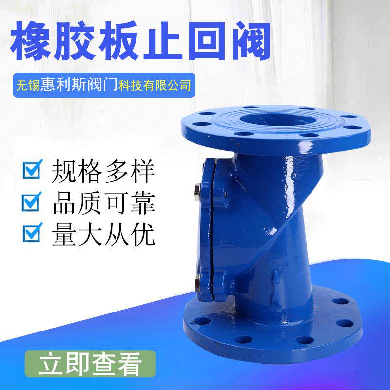 二通式橡胶板止回阀球墨铸铁法兰逆止阀旋启式向阀回流阀DN150