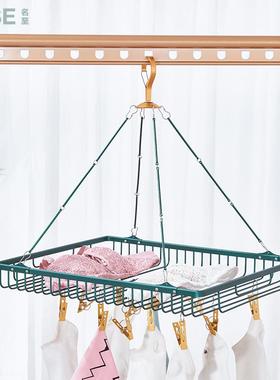 【折扣价】厂家直供网红晾晒篮家用墨绿色方形晾衣网单层多衣夹文