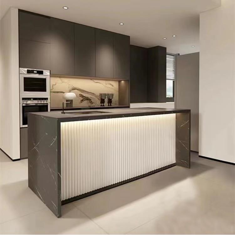 【折扣价】家用大理石岩板岛台餐桌一体开放式厨房客厅沙发后隔断