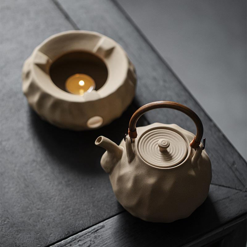 陶瓷提梁壶泡茶壶温茶蜡烛底座烛台陶壶烧水壶风炉火炉保温