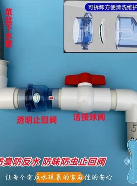 50下水道75PVC管道防反水快装止逆阀厨房下水低楼层排水管防倒灌