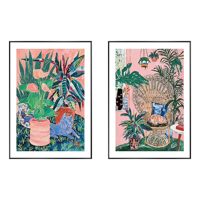 现代简约餐厅装饰画花卉饭厅挂画客厅餐桌背景墙壁画歺厅两联画图片