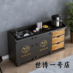 洗手台酒吧复古工业风创意餐厅洗漱台洗手柜收纳柜厨房水槽一体柜