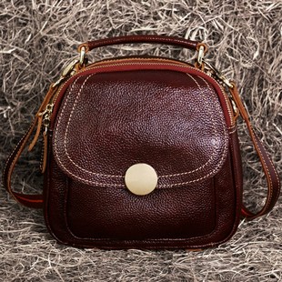 藏皮客2024新款复古风双肩包女真皮头层牛皮迷你小型背包斜挎两用
