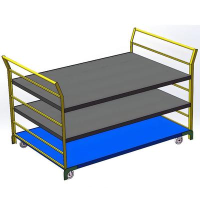 三层平板车工具车厂家销售拆卸式三成车板双扶手重型手推车