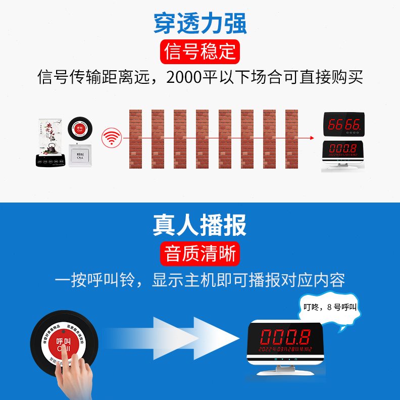 语音疗棋牌呼叫无线无线服务室餐无线呼叫器