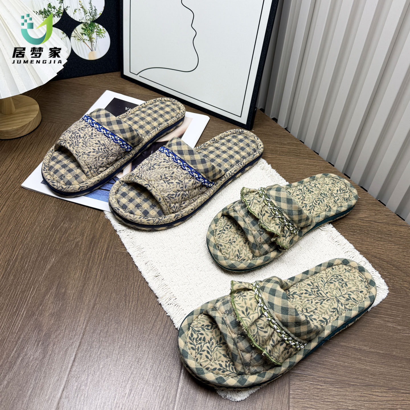 居梦家居室内四季静音情侣布底加厚男女士拖鞋防滑牛筋底软底地板