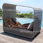 东南亚户外仿藤编沙发组合花园庭院防水防晒室外阳台休闲编织躺床