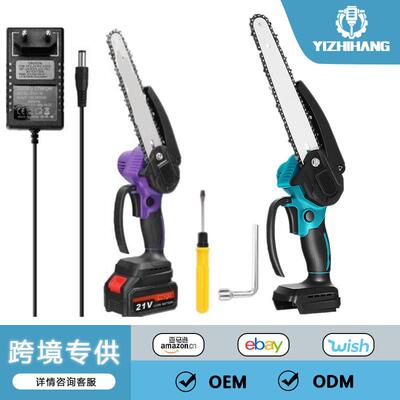 21V8英寸无刷迷你电动链锯带电池木工修剪锯单手花园工具充电EU