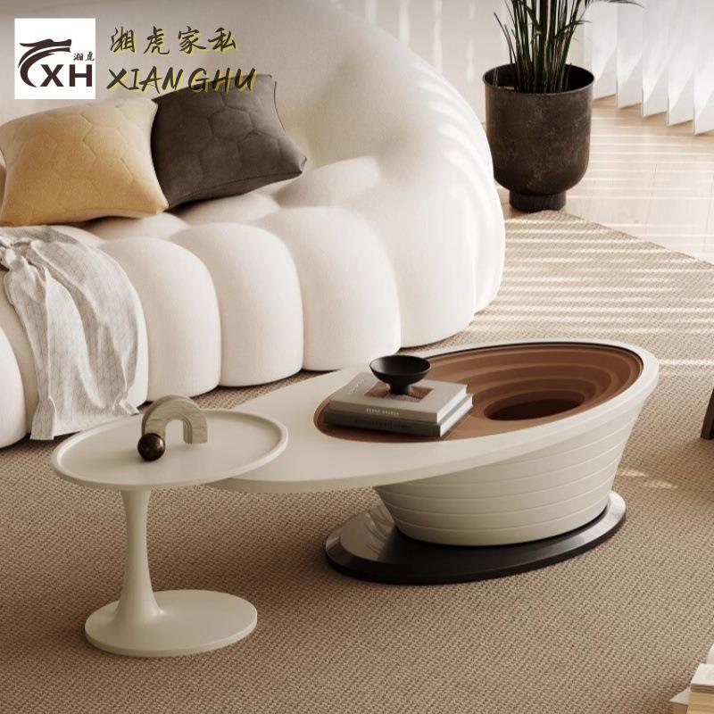 奶油色落地茶几客厅家用轻奢现代简约设计师高级感创意边几