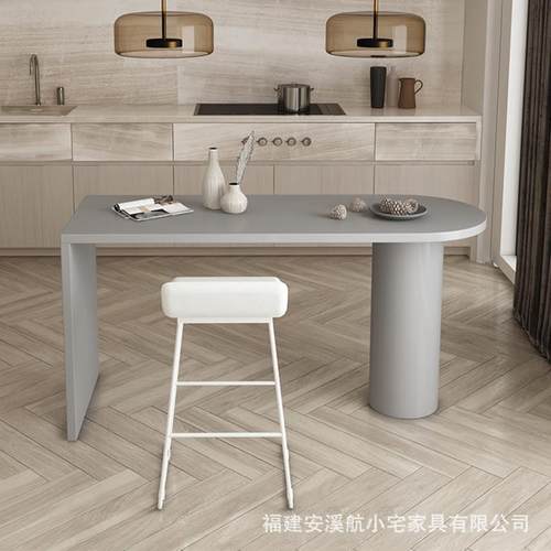 现代简约实木餐桌家用客厅吧台桌北欧中岛台靠墙长条桌休闲小吧台