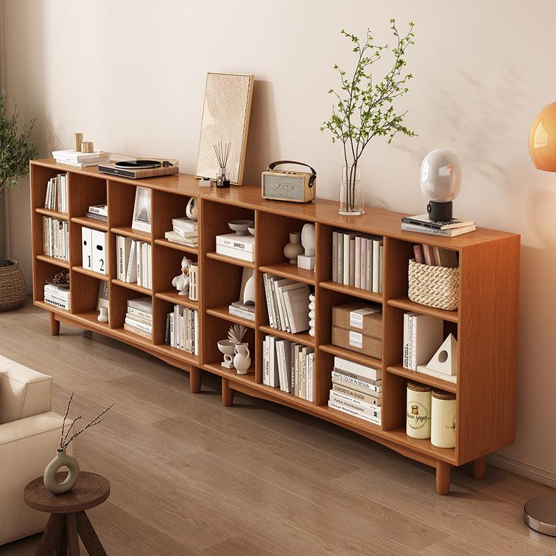 实木书柜家用客厅置物架落地靠墙多层收纳储物格子展示柜自由组合