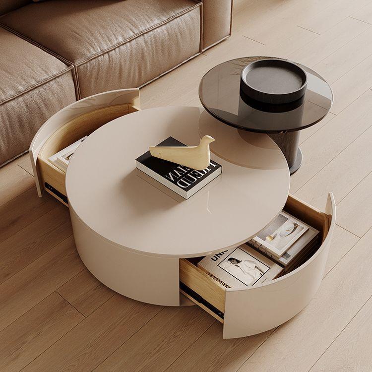 意式轻奢大小圆形茶几组合现代轻奢家用简约现代客厅钢化玻璃边几