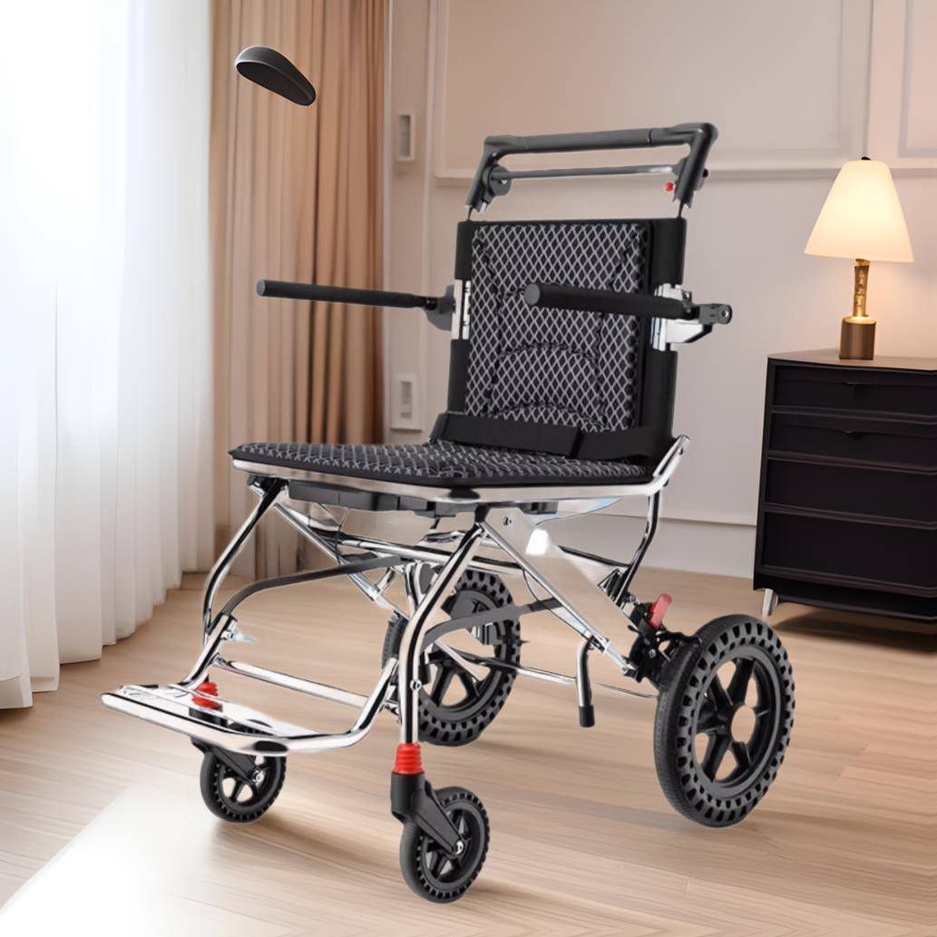 老人专用轮椅超轻便折叠小型手推减震助行器老年人旅游便携代步车