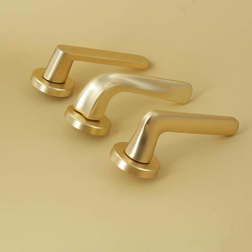 简约风格铜拉丝门锁卧室把手分体锁静音实木家用现代房静谧房间门