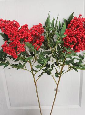 高档仿真南天竹加果红色植物浆果家居样板间装饰室内摆件南天竹