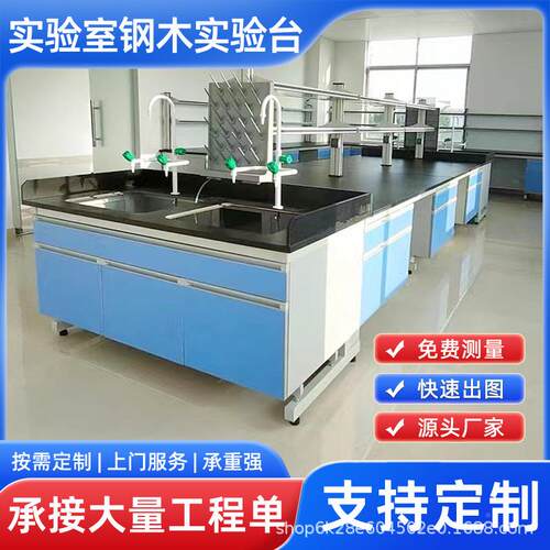 现货实验室实验台钢台木边全钢实台中央台水槽pp理验85-08化板实