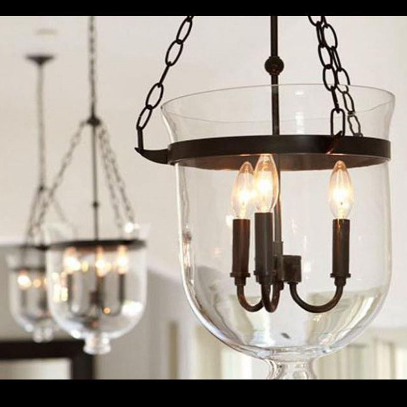 【折扣价】美式乡村圆形玻璃蜡烛吊灯餐厅吧台酒吧过道玄关LOFT铁