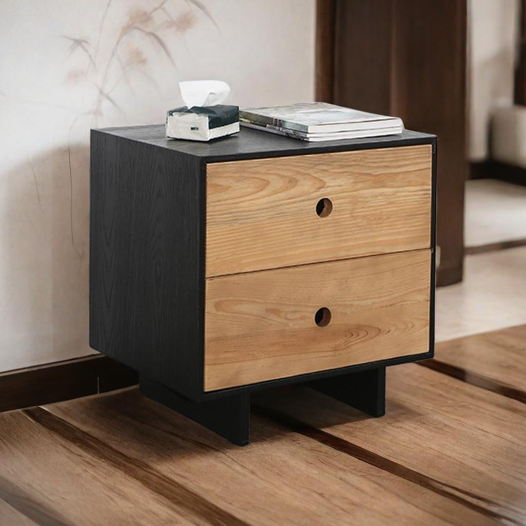 【折扣价】现代简约松木小型床头柜极简实木双抽屉柜子卧室储物收