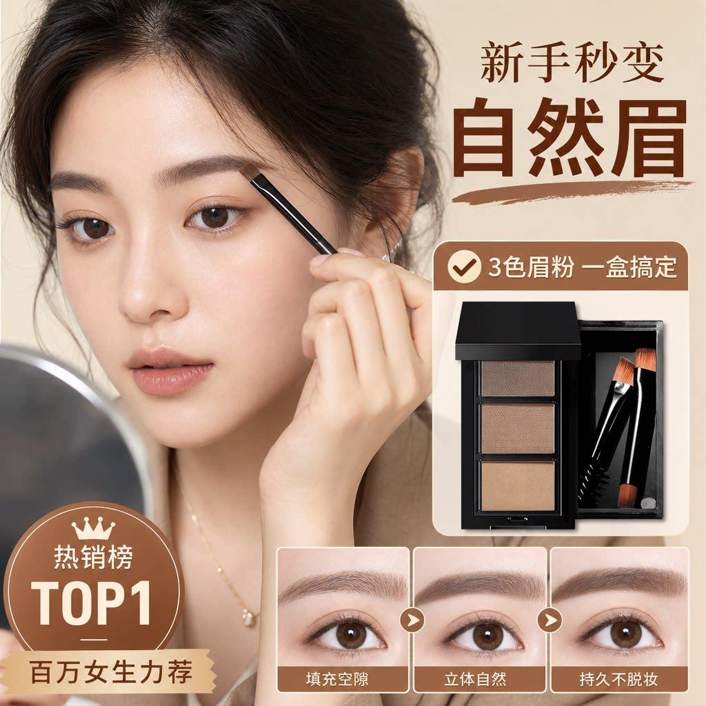 正品三色眉粉不易晕水染防不易脱色脱妆汗眉笔女自然旗舰店
