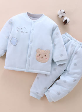 婴幼儿冬季衣服秋冬套装三四五个月宝宝冬装一岁棉衣加厚九4十8