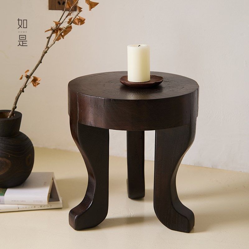 如是/侘寂风实木凳子沙发小边几民宿角几复古圆形矮凳装饰摆件,住宅家具,鼓墩/绣墩,淘宝优惠券,粉丝福利购,淘宝优惠卷
