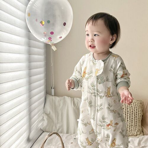 M 新品婴儿睡袋四层竹棉纱布宝宝分腿防踢被儿童四季通用夏空调房