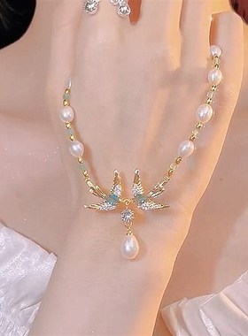 喜鹊喜事连连淡水珍珠春夏小众项链森系百搭颈链轻奢时尚女锁骨链