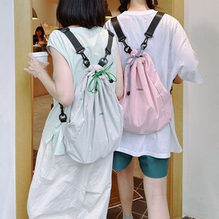 瞌睡公园 户外速干拼色抽绳双肩包 通勤休闲束口轻便透气旅行包