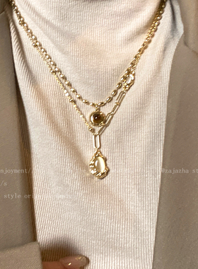 虎眼石吊坠卫衣项链女秋冬复古气质百搭配饰2023年新款爆款毛衣链