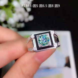 男士莫桑钻戒托925银戒指空托男款50分3克拉指环拖 镶嵌加工